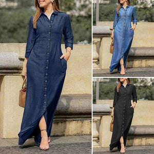 Button-Up-Kleid Aus Denim