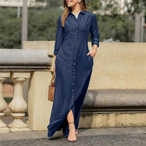 Button-Up-Kleid Aus Denim